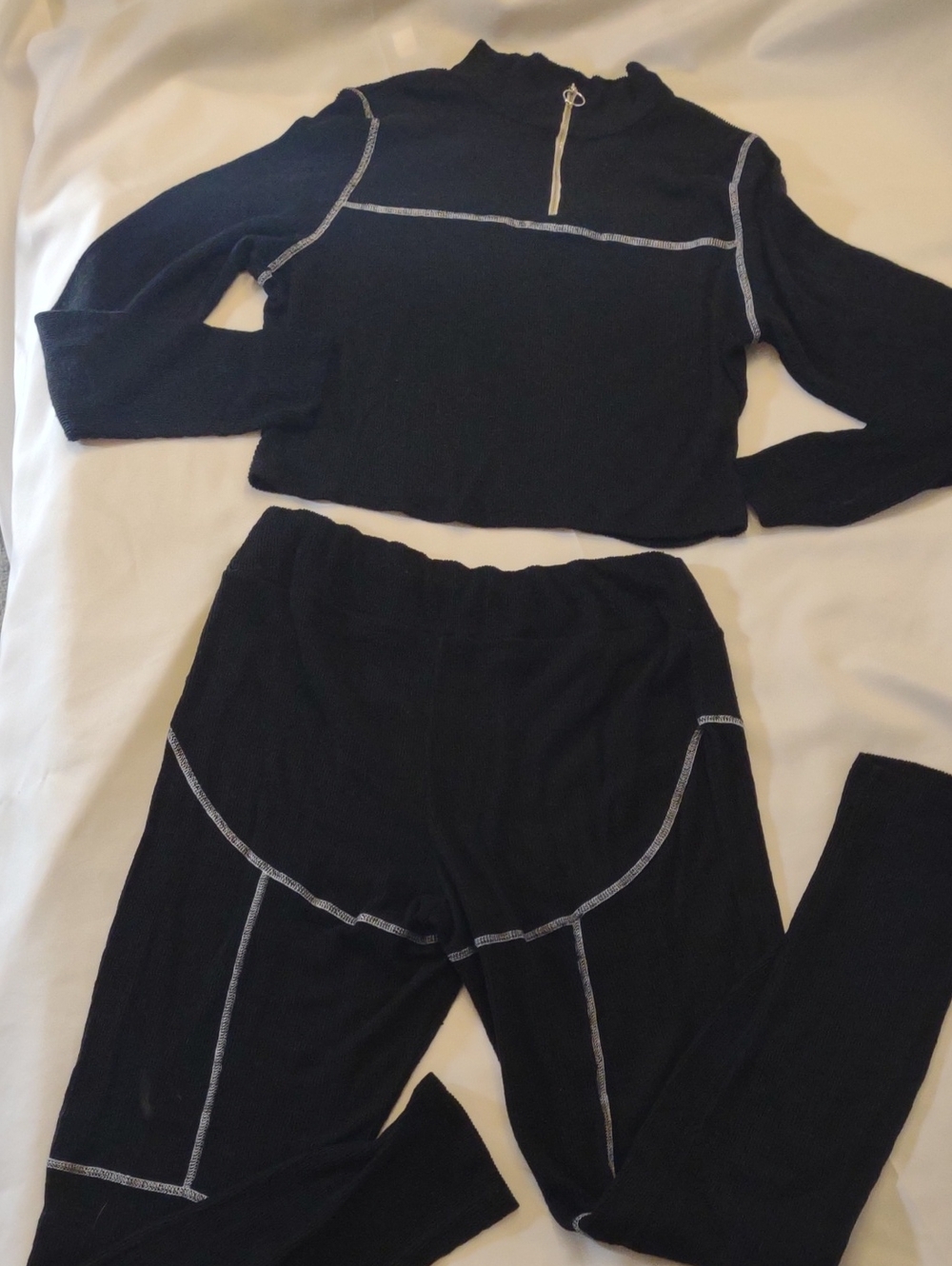 Fashion Nova Black Two-Piece Lounge Set w/Contrast Stitching - Size 2X